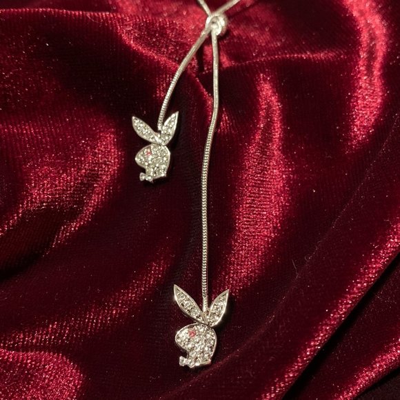Playboy Y Necklace Bunny Charms Swarovski Crystals - Picture 5 of 10